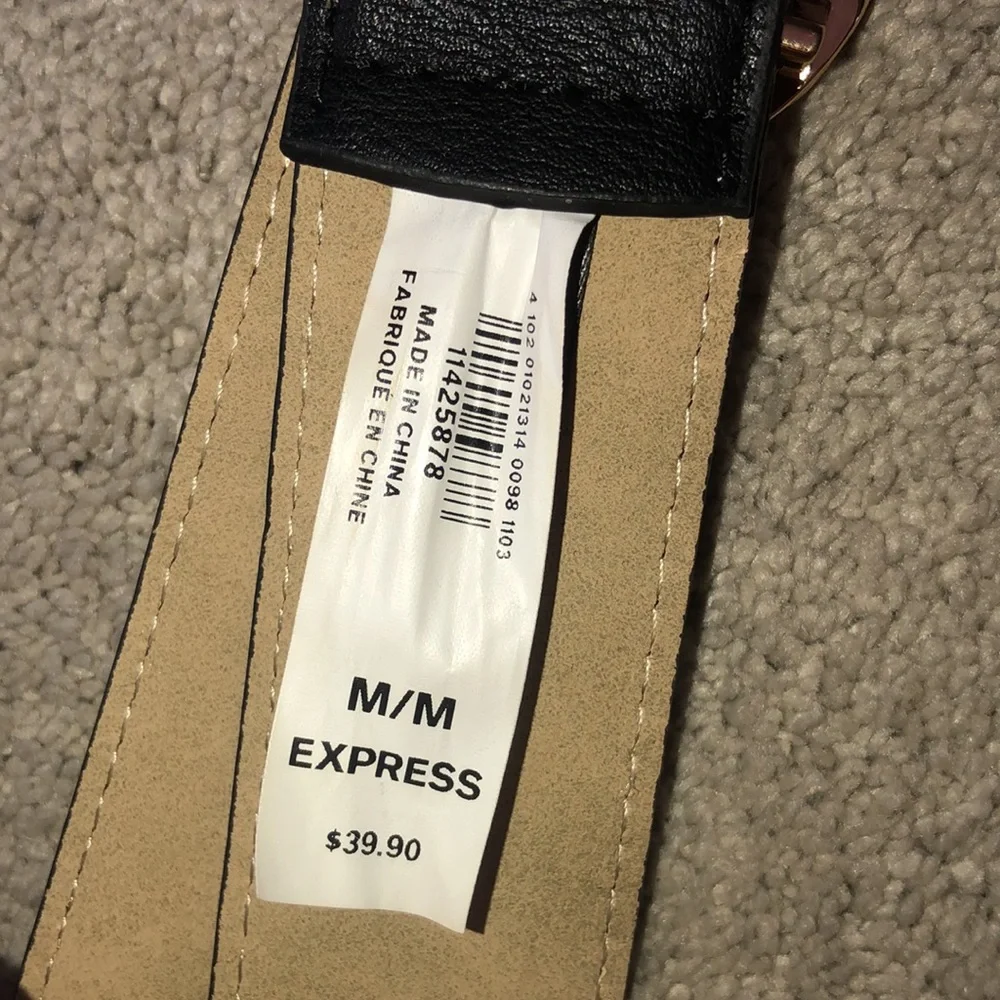 Express Synthetic leather,‎ Black ,Gold double circle buckle women’s medium